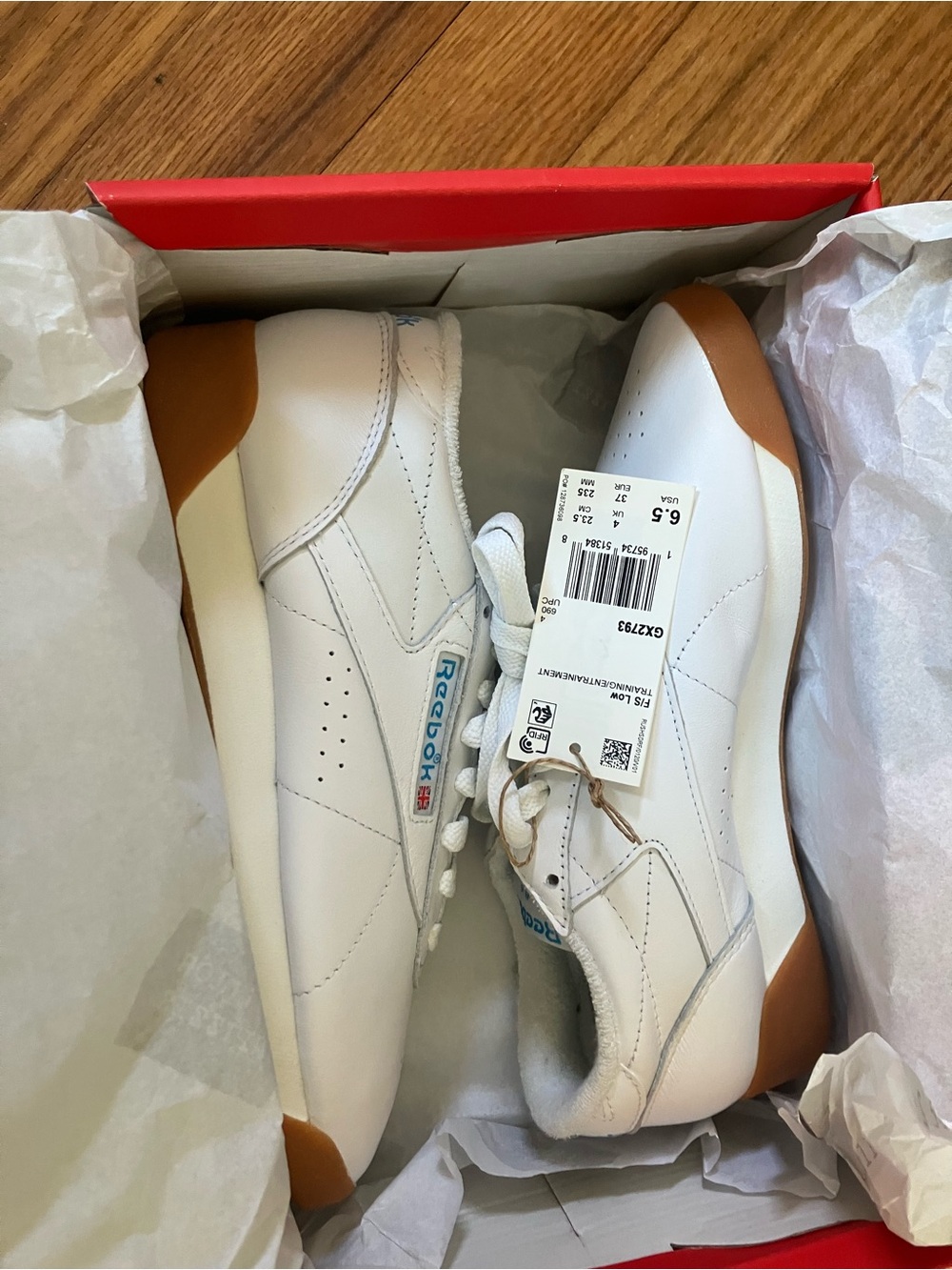 Reebok White Leather Sneakers with Gum Outsole